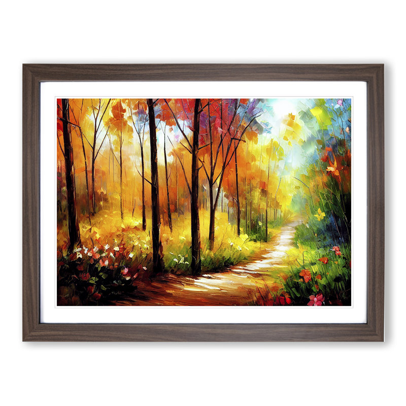 Magical Forest Vol.1 Abstract - Framed Print, 46cm H x 64cm W x 2cm D, Walnut