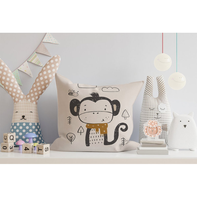 Mangume SINGLE MONKEY FOREST Square Throw Cushion