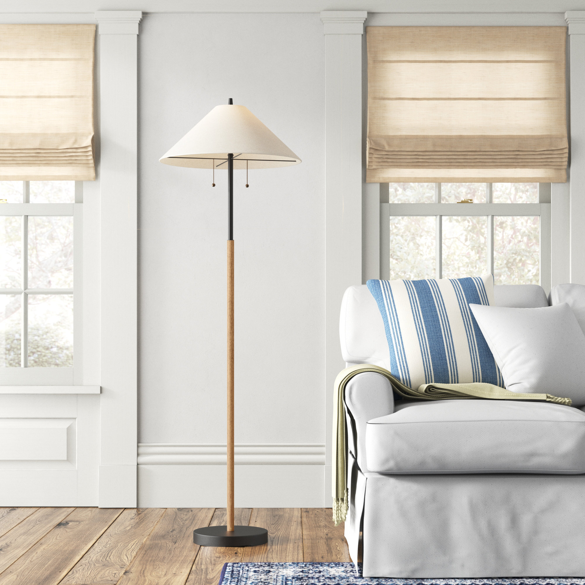 Florina 62'' Floor Lamp, Whiter, Gold