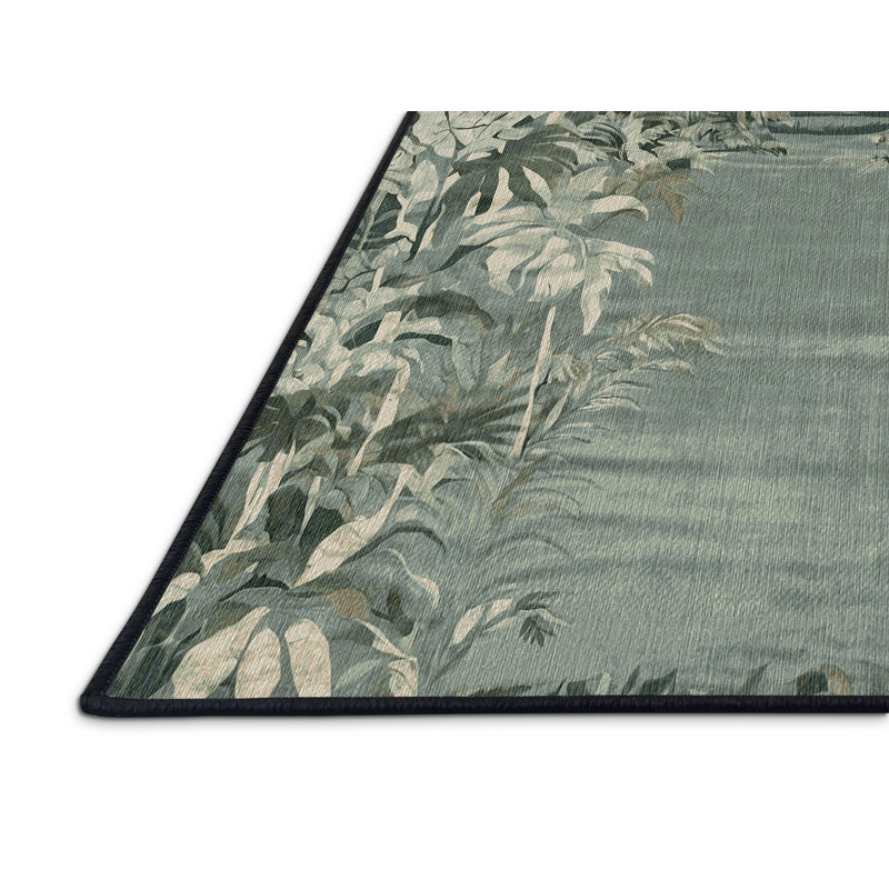 Machine Washable Gray Area Rug, Rectangle 6' x 9'