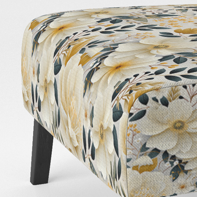 Fauteuil de chambre beige rembourré Boho Chic Poppy Blooms I