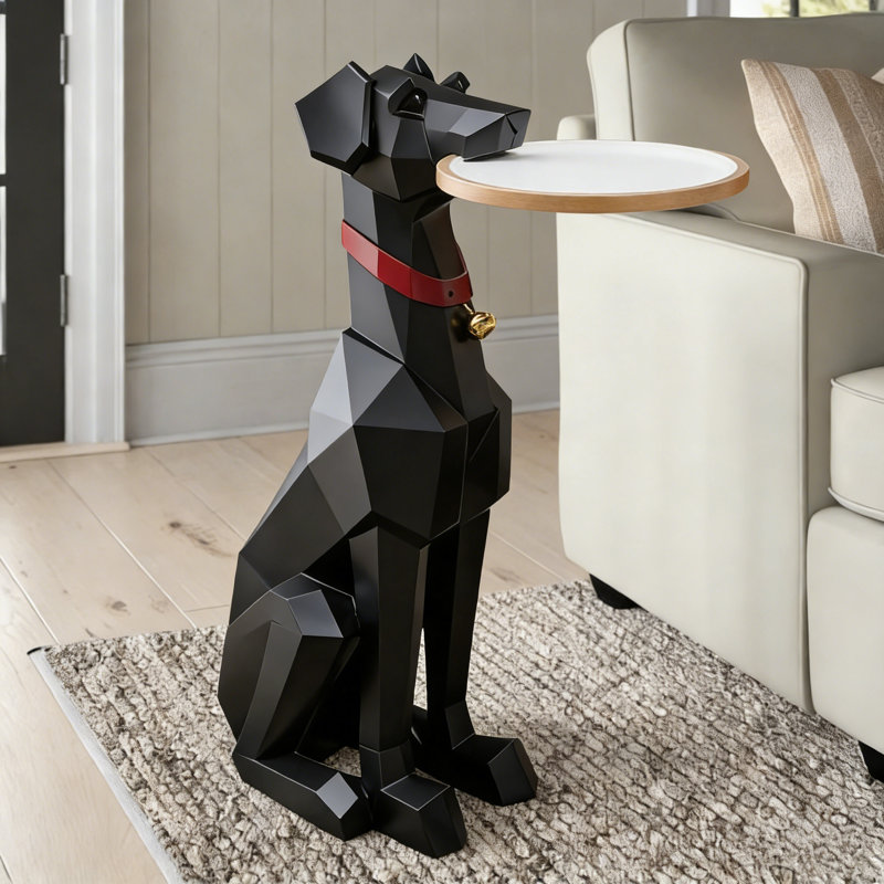 Figurine moderne en résine pour table d'appoint avec plateau doré