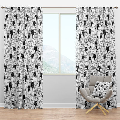 Motif de chats - Rideau en velours moderne - obscurcissant - 1 panneau
