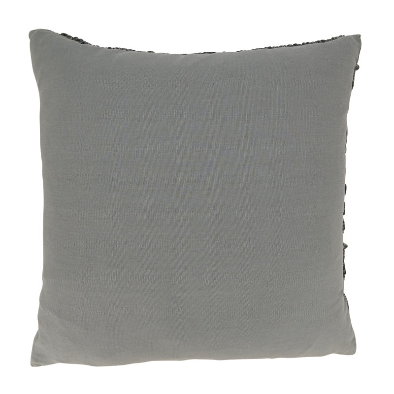 Gray Embroidered Cotton Square Throw Pillow, 18"x18"