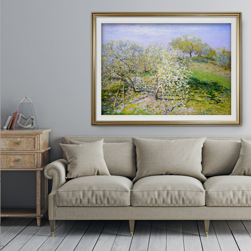 «Fruit Trees in Bloom» par Claude Monet, reproduction, Cadre noir, H 24 po x l 30 po x P 1,5 po