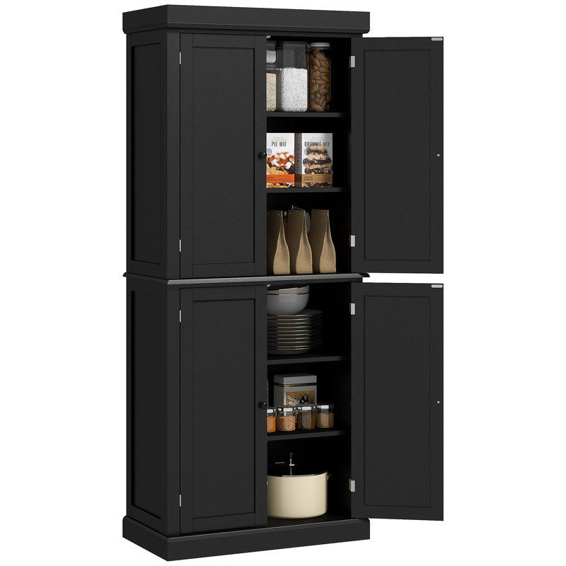 Armoire de rangement pour garde-manger 72,5 po, armoire de cuisine autoportante avec 4 portes et tablettes réglables pour la salle à manger, panneau de fibres à densité moyenne
