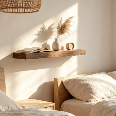 Floating Shelves for Wall, Wall Mounted Display Ledge Shelves Perfect for Bedroom, Bathroom, Living Room, and Kitchen Decoration Storage, Set of 2