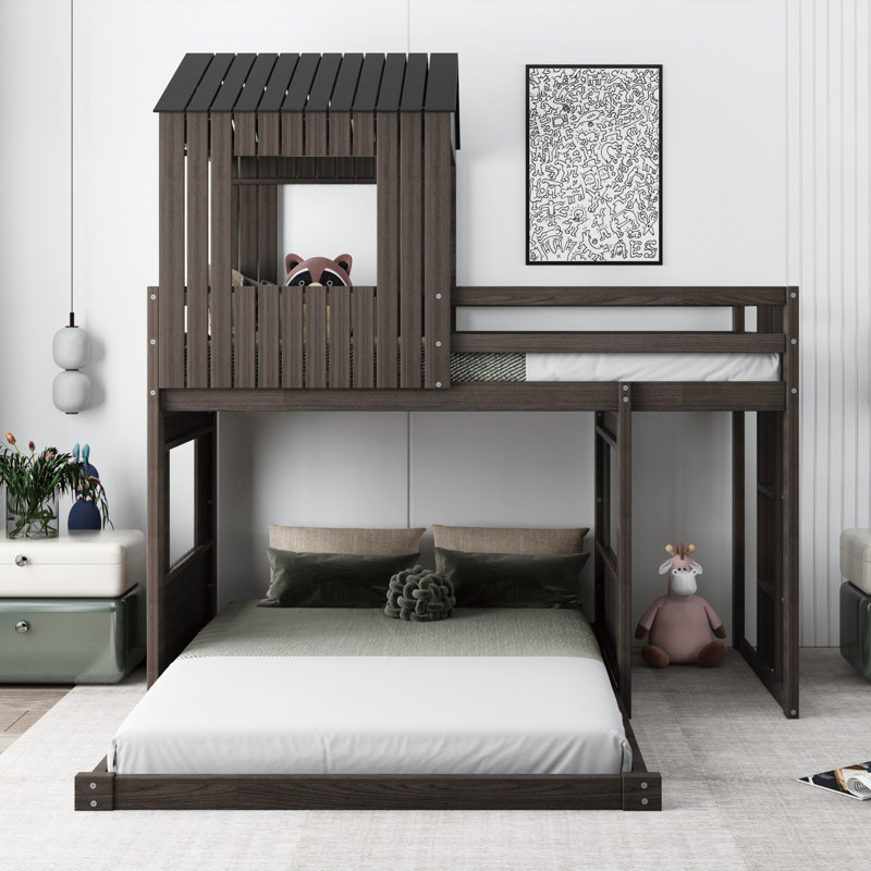 Hummel Kids Twin Over Full Bunk Bed, Antique Gray