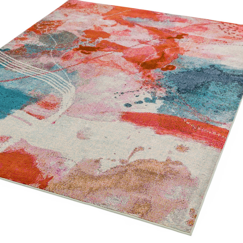 Lara Sundown Power Loom Red/Blue Rug, Rectangle 200 x 290cm
