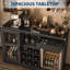 Armoire de rangement pour bouteilles de vin avec éclairage à DEL, armoire de bar avec porte en verre, support pour bouteilles de vin, porte-verres à vin suspendu, tiroir pour bar à domicile, noir-133677203-133677201