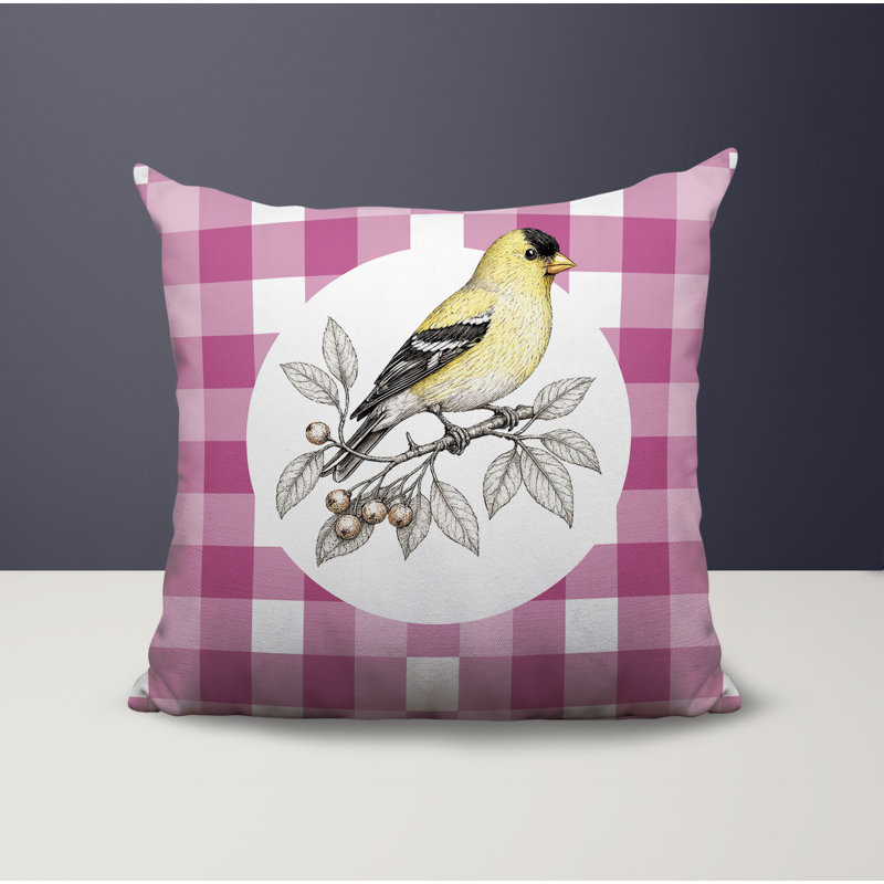 Oreiller réversible intérieur / extérieur Yellow Finch, 20 x 20, Magenta
