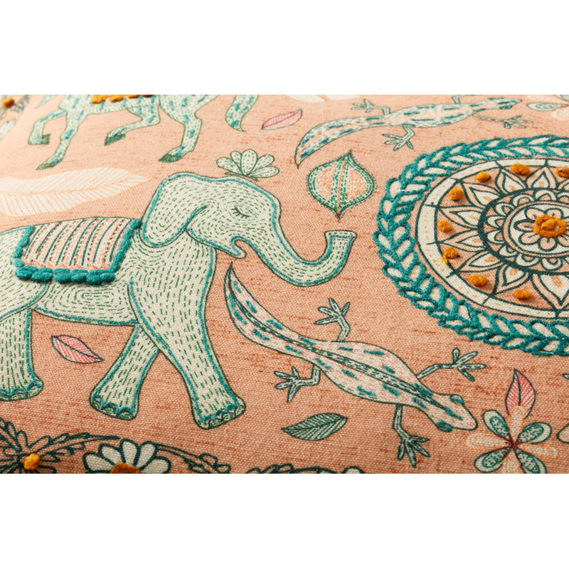 Fringe, Embroidered, Sequined Cotton Reversible Pillow Cover