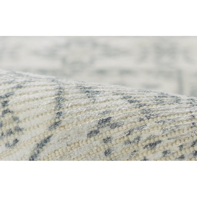 Bungalow Rose Atenas Hand Loomed Wool and Viscose Traditional Grey Area Rug, Rectangle 2' x 3'