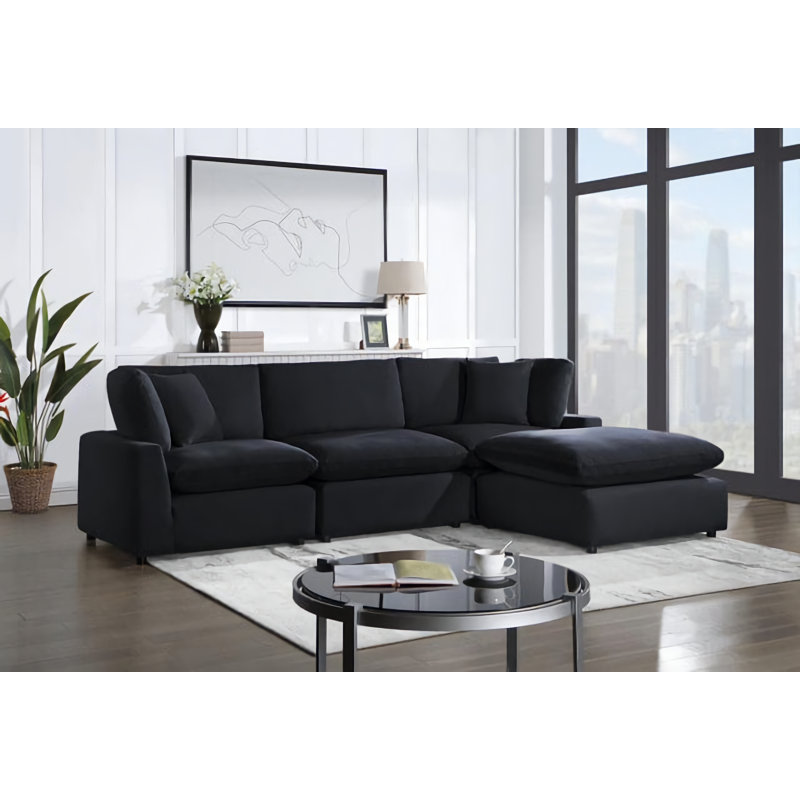 Canapé modulaire, Velours rouille, Orienté à droite
