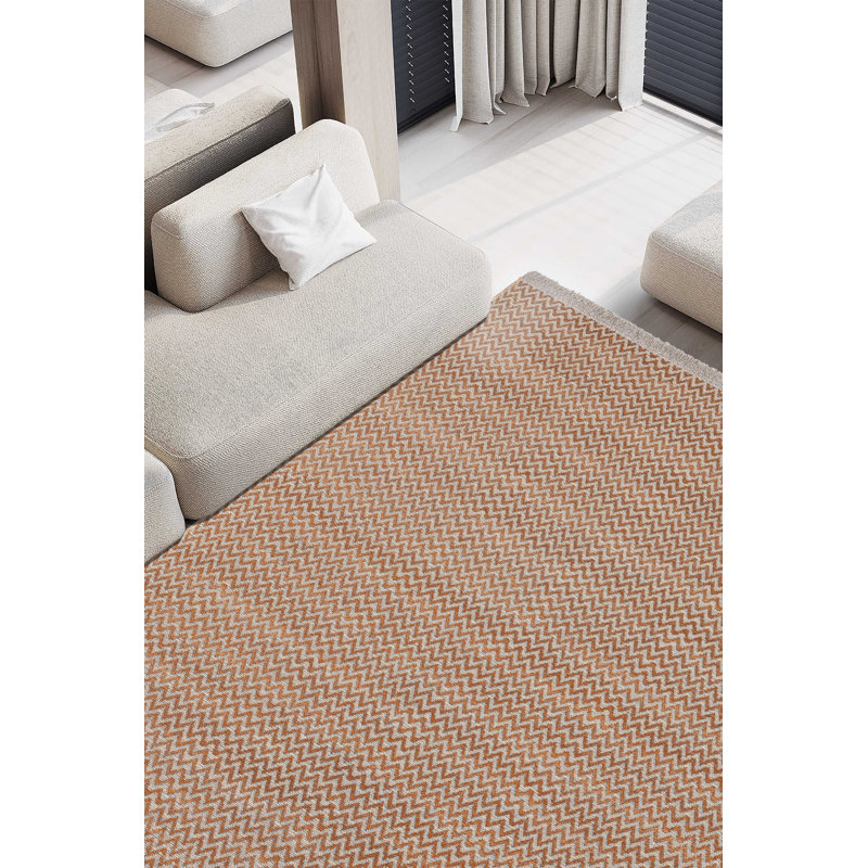 Tapis orange en jute / sisal Marqies, Rectangle 2 pi x 3 pi 4 po