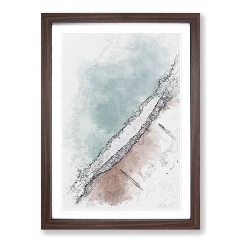 View of Brighton Beach - Picture Frame Painting Print, 33cm H x 24cm W x 2cm D, Walnut Framed