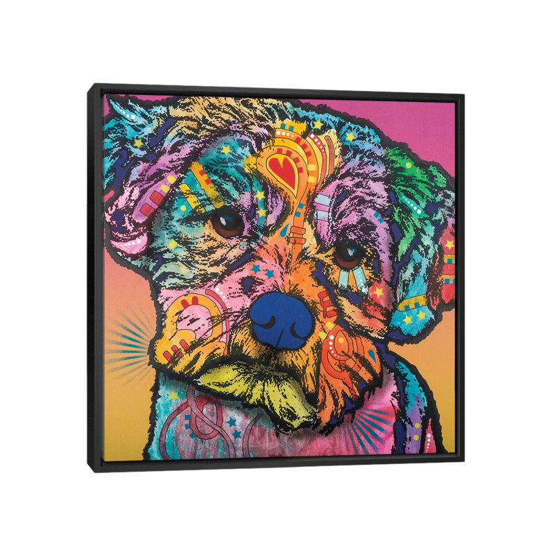 « quincy », impression sur toile, H 18 po x l 18 po x P 1,5 po, Toile avec cadre noir, Pas de tapis