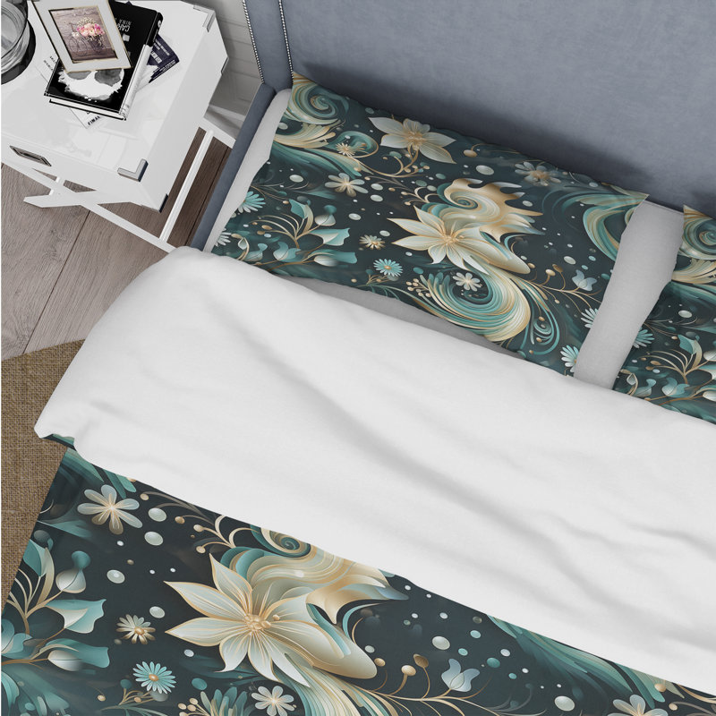 Ensemble de housse de couette Modern Sea Paisley Spirals, Housse de couette pour très grand lit et 2 très