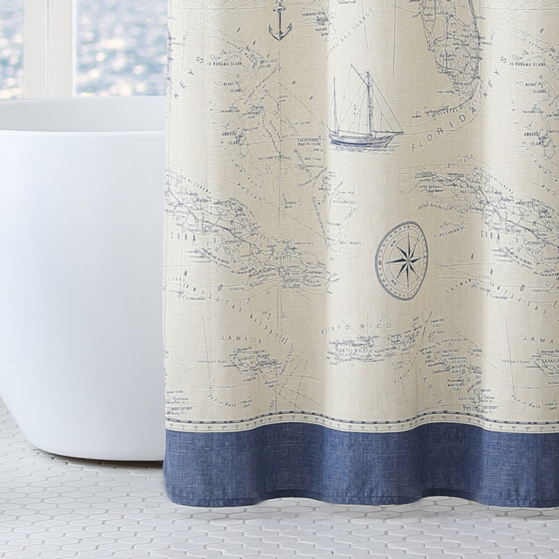 Caribbean Sea 100% Cotton Single Shower Curtain