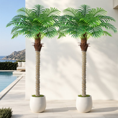 Palmiers artificiels réalistes de 1,8 m (lot de 2), faux palmiers verts en pot, décoration pour salon, jardin et terrasse.