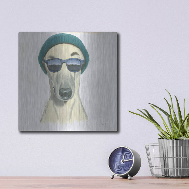 Art mural en métal «Cool dog for the boy 2» par Myles Sullivan, H 12 po x l 12 po