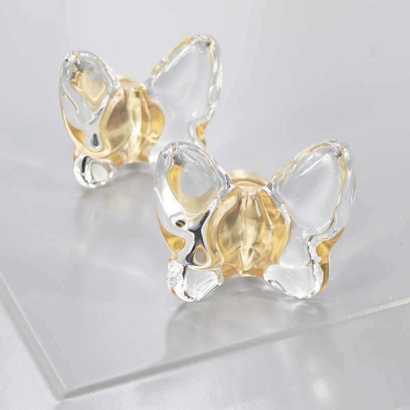 Butterfly-Inspired Glass Cabinet Knob with Brass Base