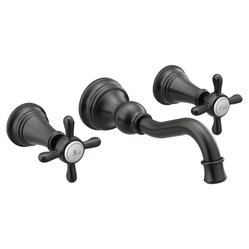 Weymouth Wall Mounted Bathroom Faucet, Matte Black