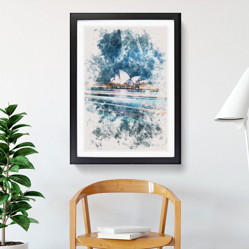 Sydney Opera House Lights - Picture Frame Graphic Art, 87cm H x 62cm W x 2cm D, Black Framed