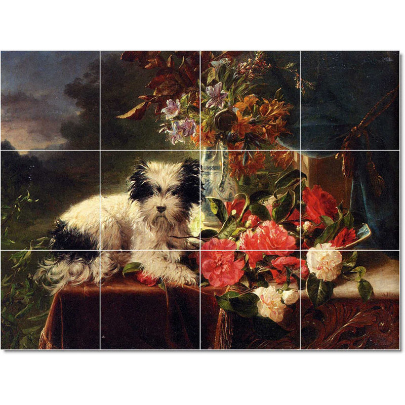 Carreau de céramique décorative 24 po x 18 po 6 po x 6 po, Adriana - fleur de Haanen - W22475