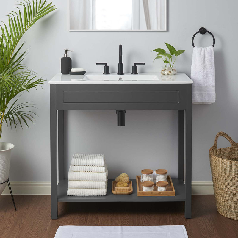 Modway Altura 36" Bathroom Vanity, Gray, White