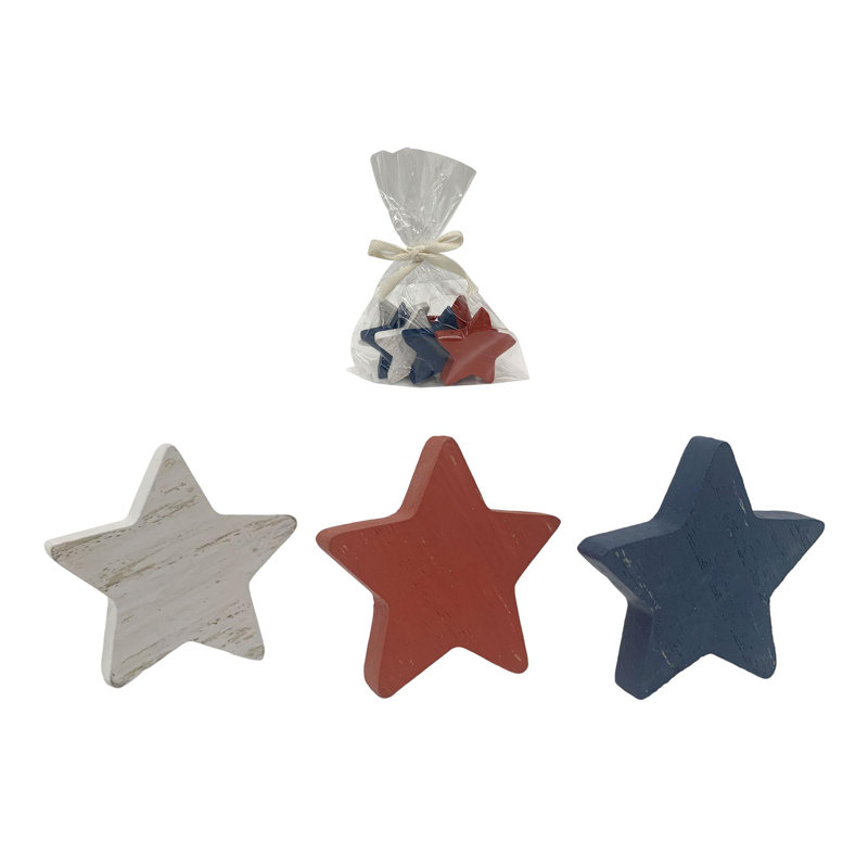  Wood Star Scatter In Bag S/6 Home Decorations Patriotic