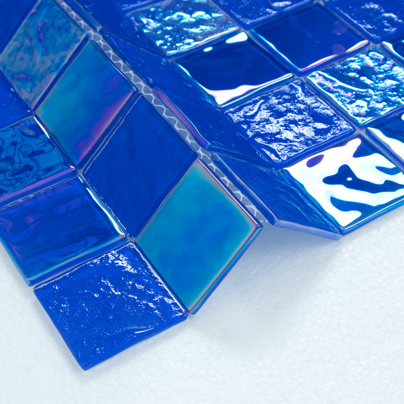 Carreau de mosaïque en verre 2 po x 2 po, Vague d'océan