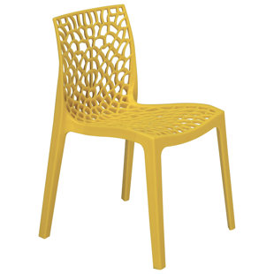 Gruvyer Spider Web Design Indoor Outdoor Stacking Plastic Dining Chairs - 4 Chairs