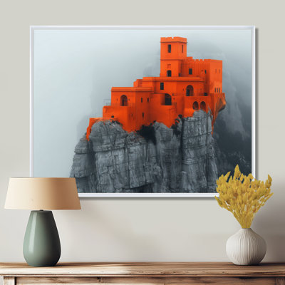 Hiver orange, montagne monochrome, forteresse - forteresses, art mural, salon