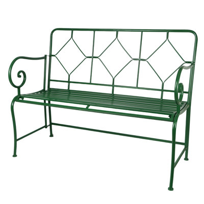 VIP Metal 45.75 in. Green Metal Diamond Pattern Garden Bench