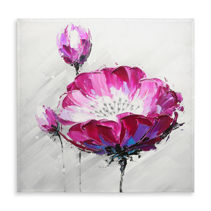 Fuchsia Wild Flower Botanical Gray Tablecloth | Indoor/Outdoor