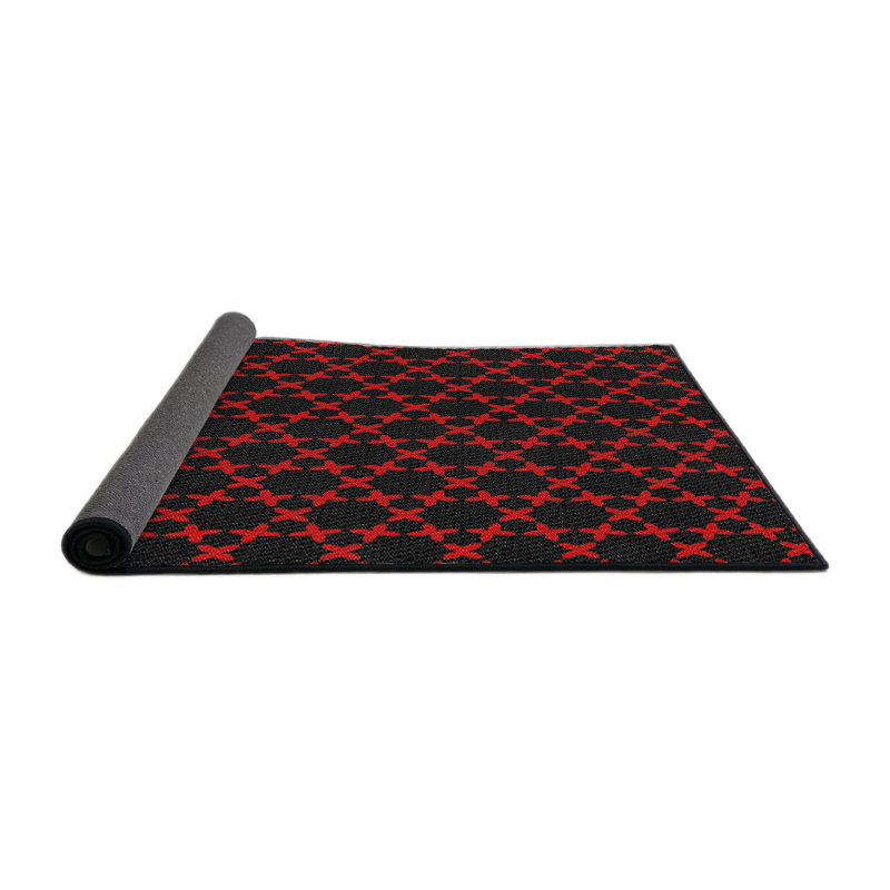 Tapis rouge / noir Power Loom, Rond 4 pi
