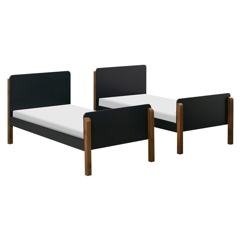 TipToe Twin Bunk Bed, Black/Natural Walnut