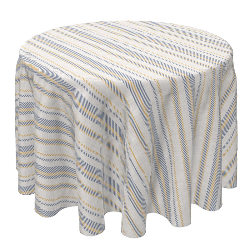 Round Striped Cotton Twill Tablecloth