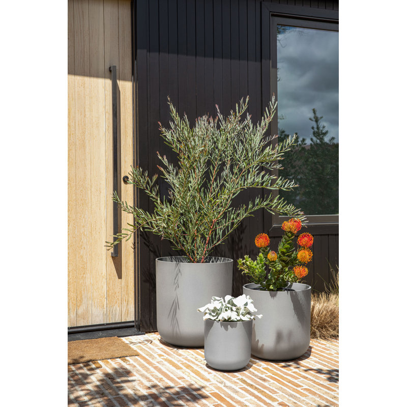 Gray Plastic Composite Indoor/Outdoor Planter Set