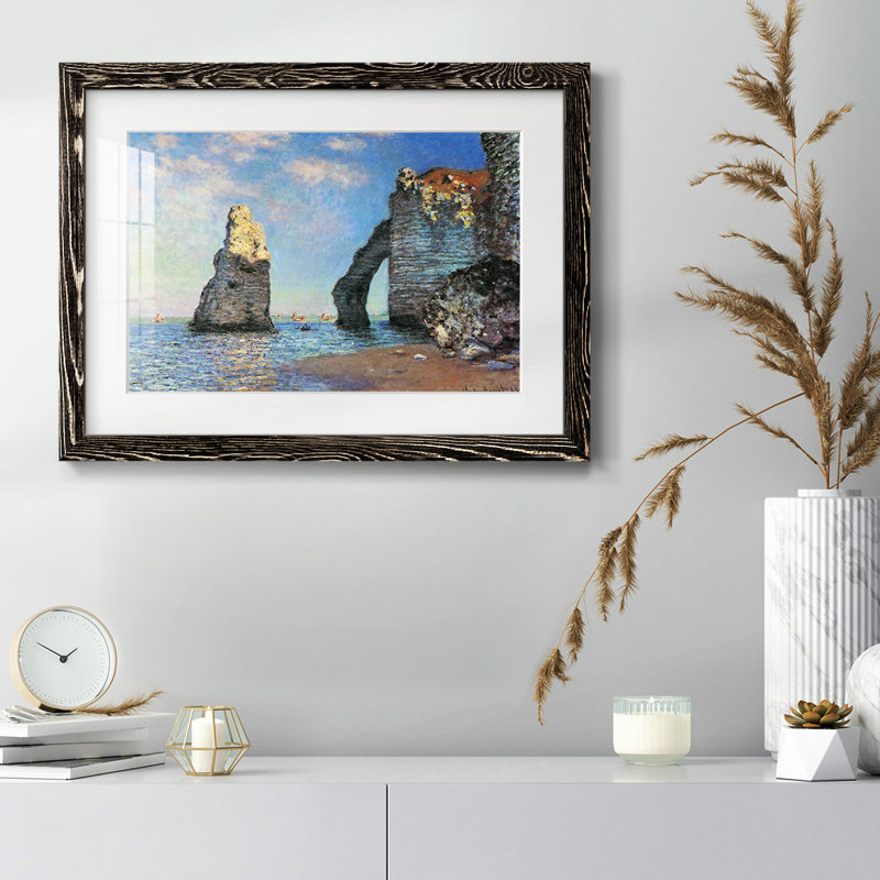 Les falaises rocheuses d'Étretat par Monet, Noir, H 14 po x l 20 po x P 1,5 po