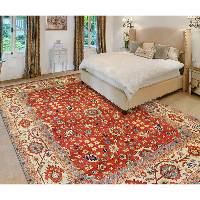 Tapis rouille / beige tissé à la main de haute qualité, Rectangle 6 pi x 9 pi