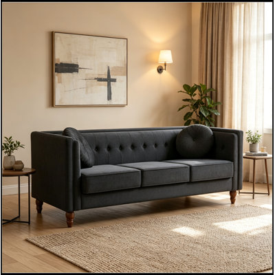 SVelvet rembourré avec accoudoirs carrés et coussins