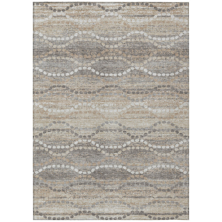Machine Washable Indoor/Outdoor Xhevrie Beige Rug