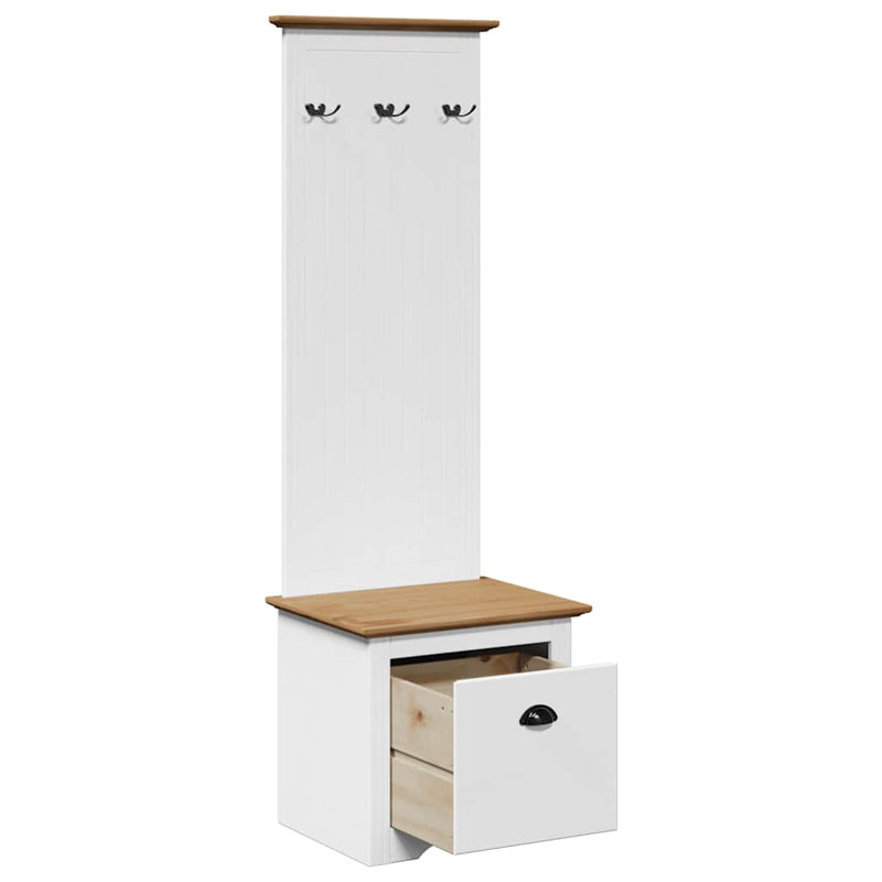 Hallway Cabinet With Hooks BODO 50X40x157 Cm, White/Brown