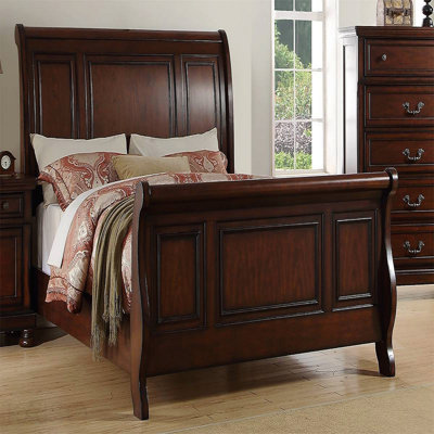 1pc Eastern King Size Bed Two Panel Bed Headboard And Footboard Cherry Finish Bedroom Furniture