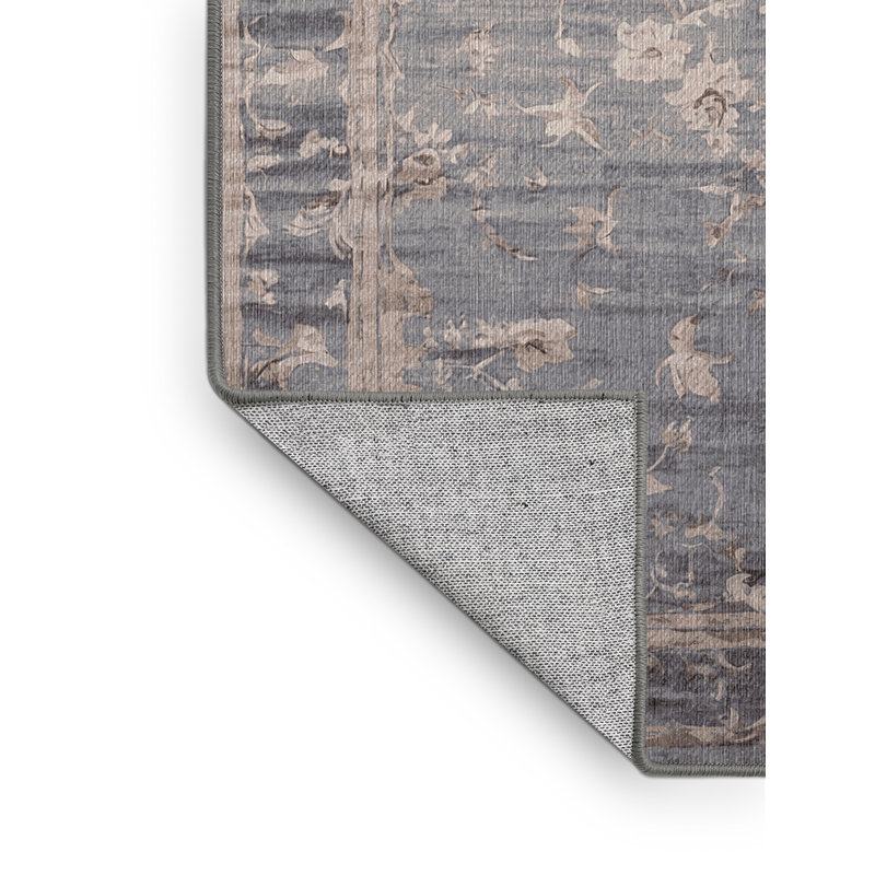 Machine Washable Gray Area Rug, Square 6'
