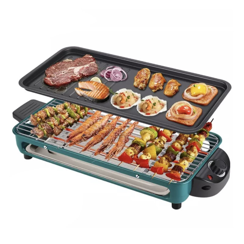 Gril électrique multifonctionnel portatif avec surface de cuisson antiadhésive INTEXCA