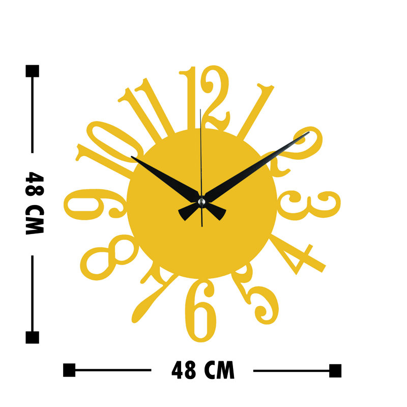 Élégante horloge murale décorative en métal 48 x 48 cm, finition dorée, 100% métal, épaisseur: 0,06 pouce | Mécanisme silencieux, suspension murale facile | Parfait pour le salon, le bureau ou la chambre à coucher, élégant et fonctionnel