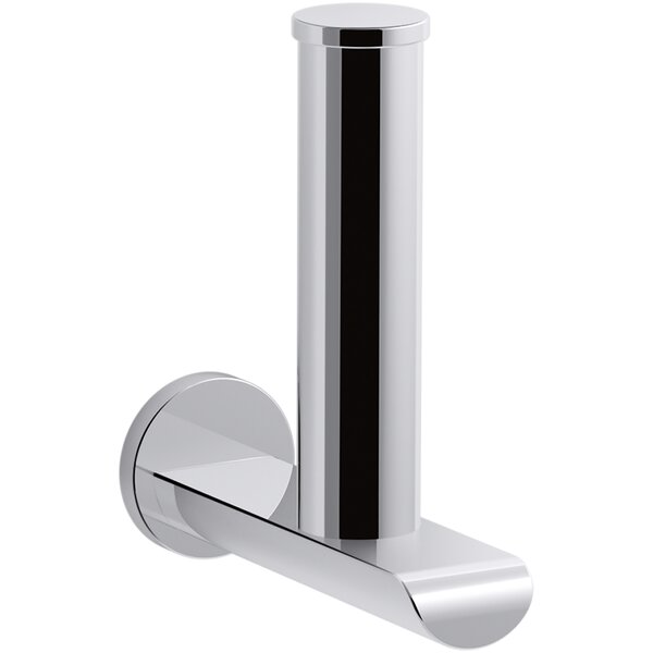 Avid Verticle Wall Mounted Toilet Paper Holder in Vibrant Brushed Moderne  Brass
